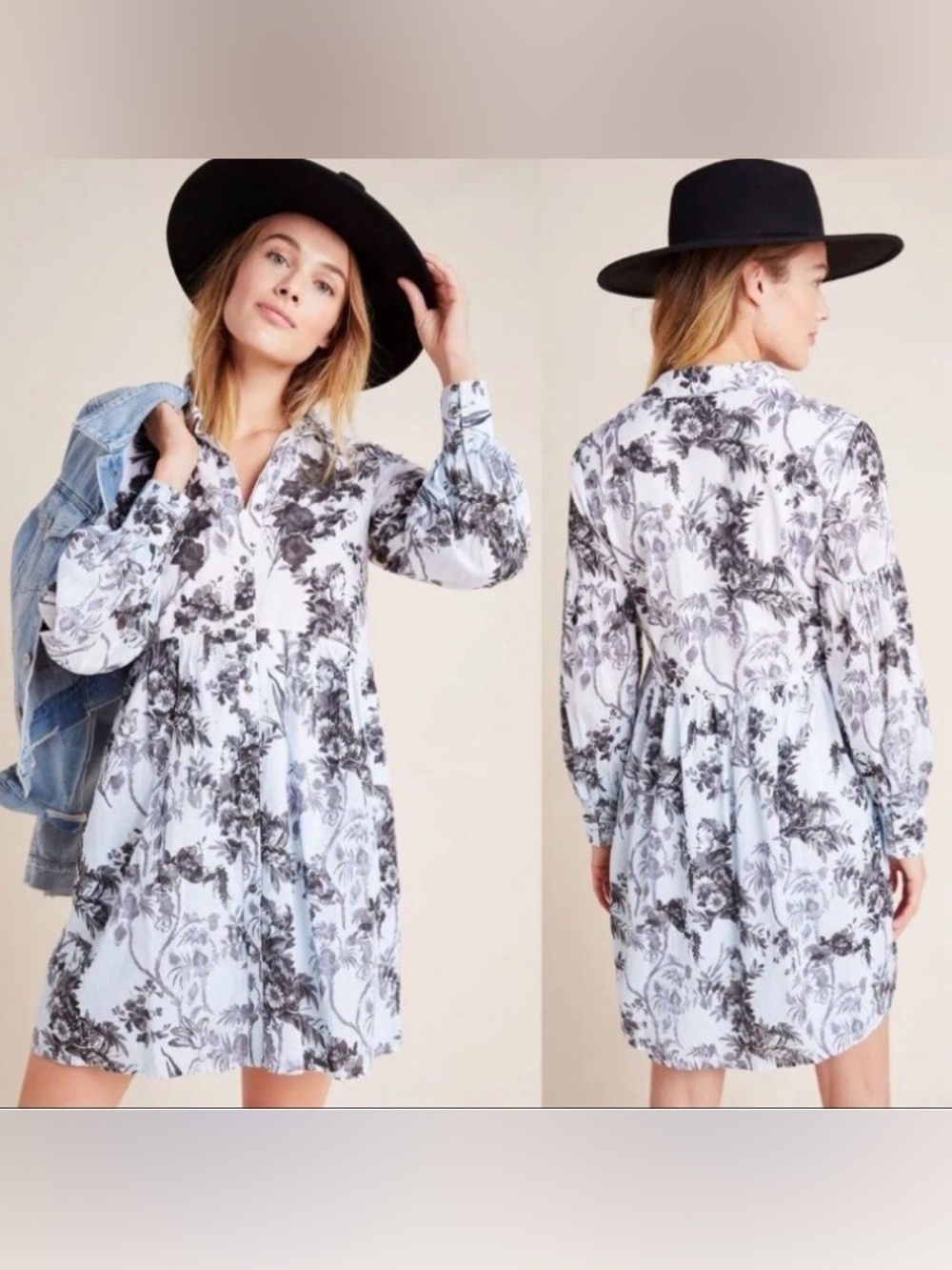Anthropologie Lavinia Embroidered Shirtdress
